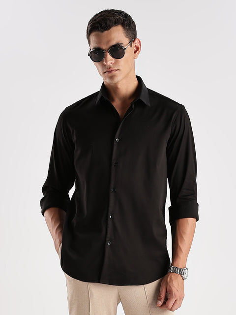 Adro Men's Slim Fit Solid Casual Shirt | Plain Satin Evening Shirt| Stylish Office or Party shirt | Cotton Shirt for men | All Day Fresh Spread Collar Tailored Fit Shirt