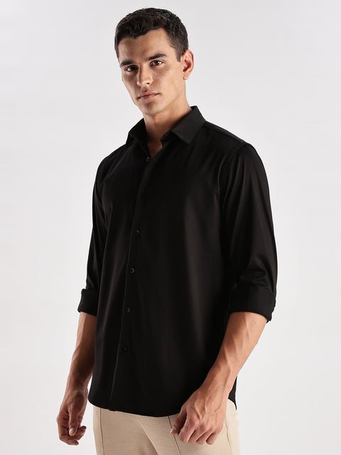 Adro Men's Slim Fit Solid Casual Shirt | Plain Satin Evening Shirt| Stylish Office or Party shirt | Cotton Shirt for men | All Day Fresh Spread Collar Tailored Fit Shirt