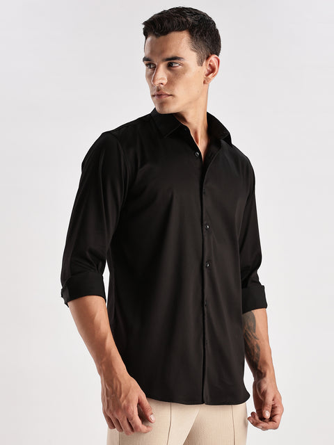 Adro Men's Slim Fit Solid Casual Shirt | Plain Satin Evening Shirt| Stylish Office or Party shirt | Cotton Shirt for men | All Day Fresh Spread Collar Tailored Fit Shirt