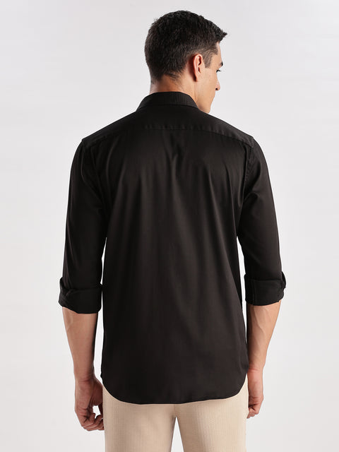 Adro Men's Slim Fit Solid Casual Shirt | Plain Satin Evening Shirt| Stylish Office or Party shirt | Cotton Shirt for men | All Day Fresh Spread Collar Tailored Fit Shirt