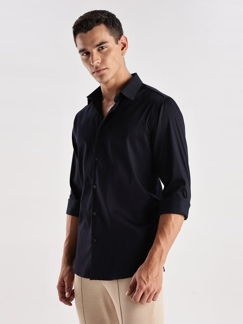 Adro Men's Slim Fit Solid Casual Shirt | Plain Satin Evening Shirt| Stylish Office or Party shirt | Cotton Shirt for men | All Day Fresh Spread Collar Tailored Fit Shirt