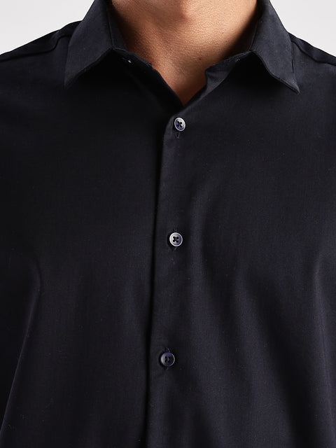 Adro Men's Slim Fit Solid Casual Shirt | Plain Satin Evening Shirt| Stylish Office or Party shirt | Cotton Shirt for men | All Day Fresh Spread Collar Tailored Fit Shirt