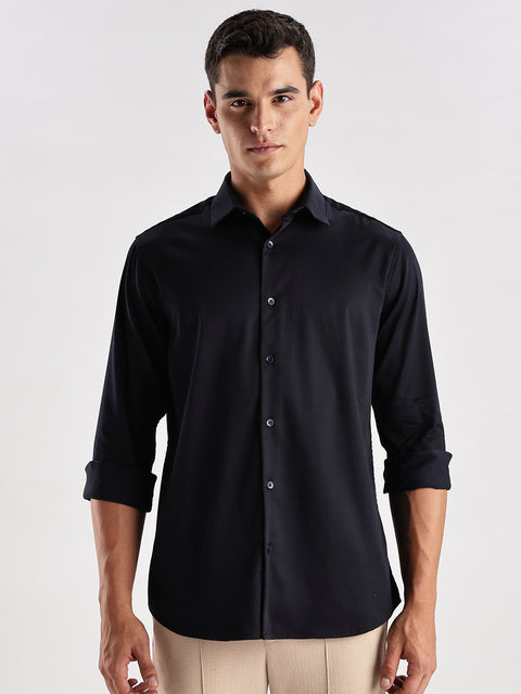 Adro Men's Slim Fit Solid Casual Shirt | Plain Satin Evening Shirt| Stylish Office or Party shirt | Cotton Shirt for men | All Day Fresh Spread Collar Tailored Fit Shirt