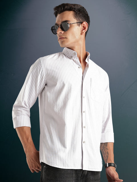 Adro Mens Casual Shirts - Striped Shirt in Regular Fit| Cotton Casual Shirt for Men