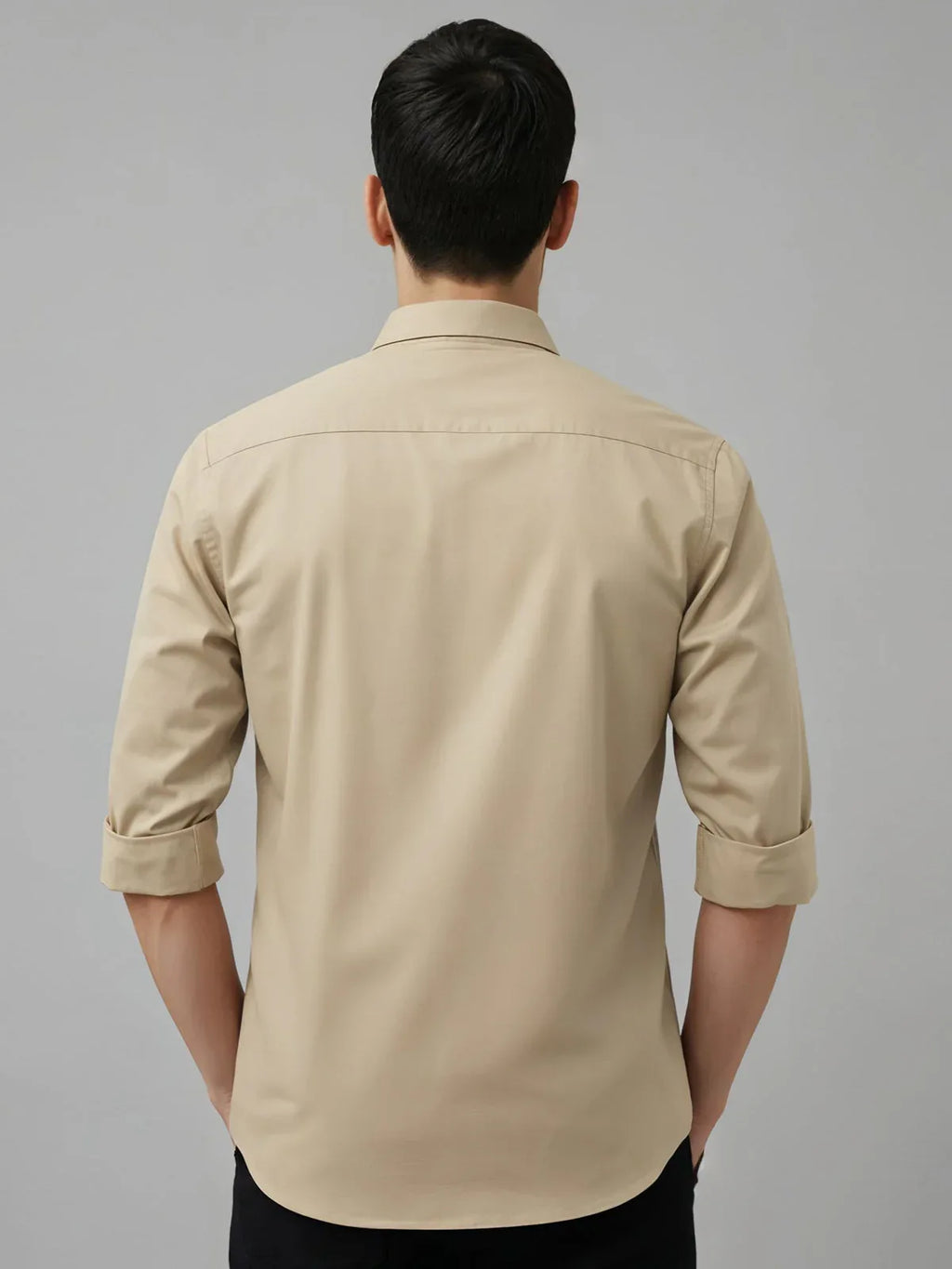 Adro Mens Cotton Twill Cargo Shirt Beige – Full Sleeve Casual Shirt with Chest Pockets | Stylish Outdoor Travel Shirt | Regular Shirts for men