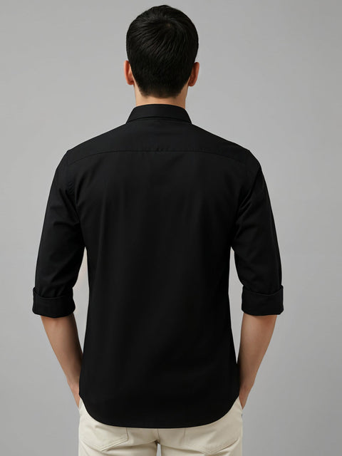 Adro Mens Cotton Twill Cargo Shirt Black – Full Sleeve Casual Shirt with Chest Pockets | Stylish Outdoor Travel Shirt | Regular Shirts for men