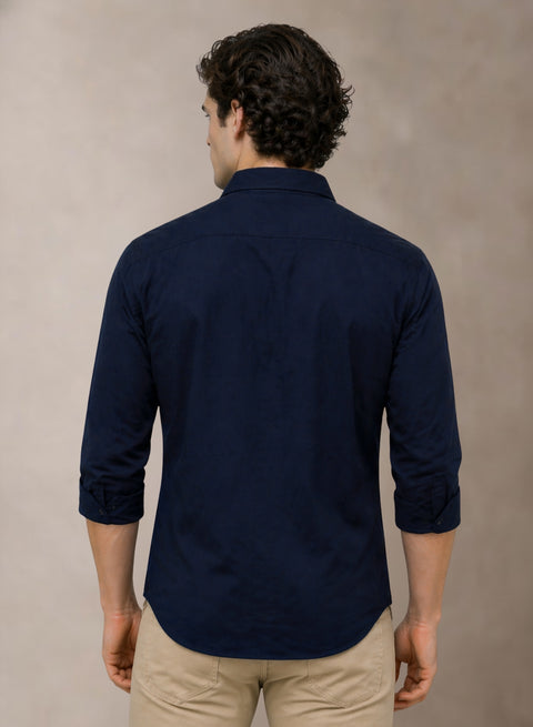 Adro Mens Cotton Twill Cargo Shirt Navy – Full Sleeve Casual Shirt with Chest Pockets | Stylish Outdoor Travel Shirt | Regular Shirts for men