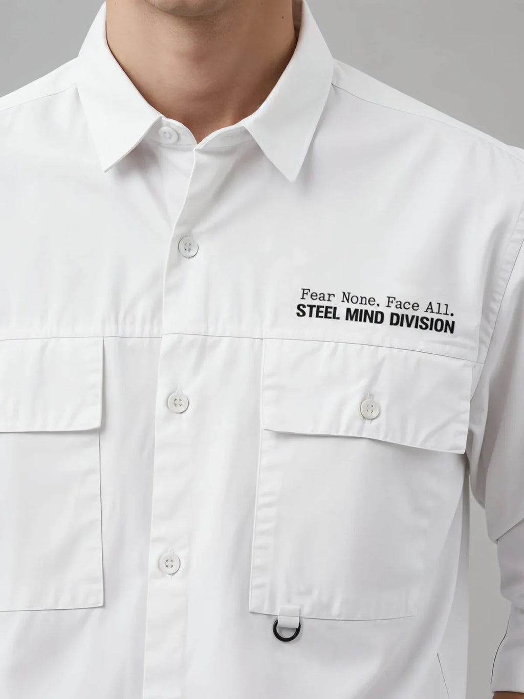 Adro Mens Cotton Twill Cargo Shirt White – Full Sleeve Casual Shirt with Chest Pockets | Stylish Outdoor Travel Shirt | Regular Shirts for men