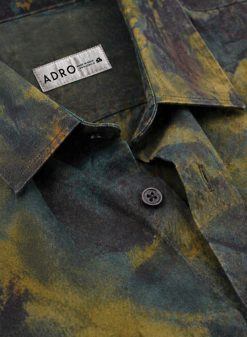 Adro Olive Eclipse Abstract Resort Shirt