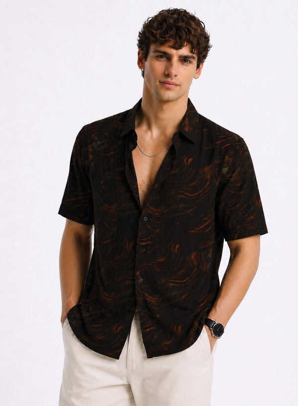 Adro Midnight Ember Wave Relaxed Fit Shirt
