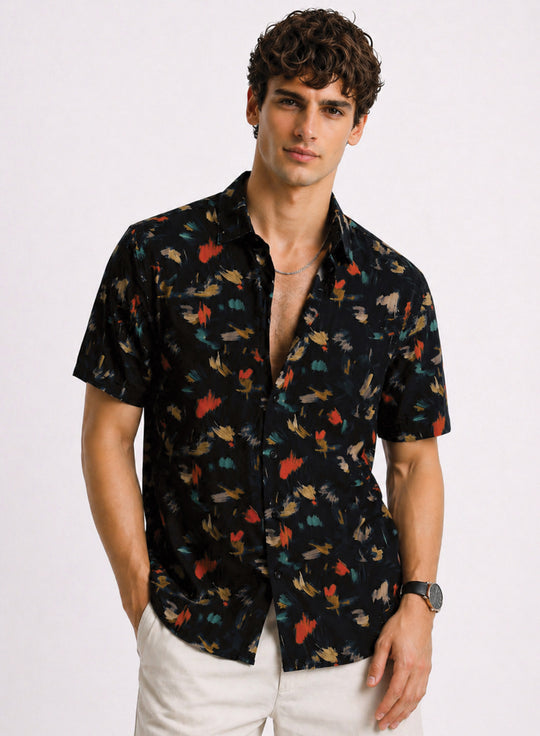 Adro Noir Splash Printed Relaxed Fit Shirt
