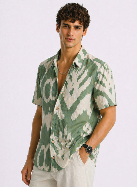 Adro Sage Ikat Printed Shirt