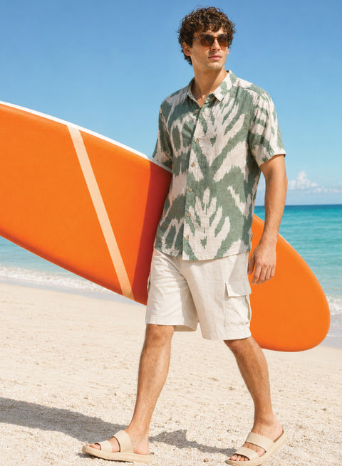 Adro Sage Ikat Printed Shirt