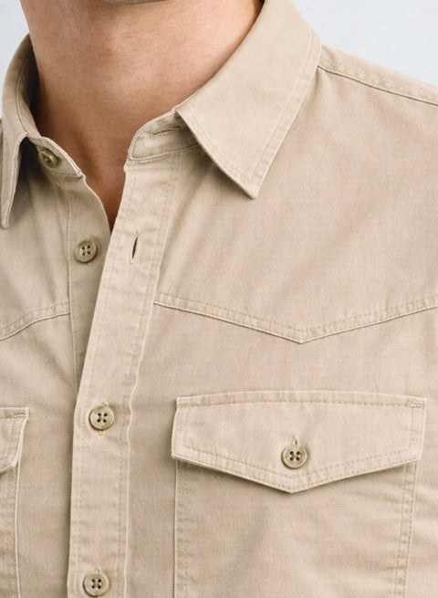 ADRO Mens Beige Cotton Casual Shirts – Regular Fit, Dual Flap Pocket, Soft Washed Fabric, Full Sleeve Solid Shirt for Men