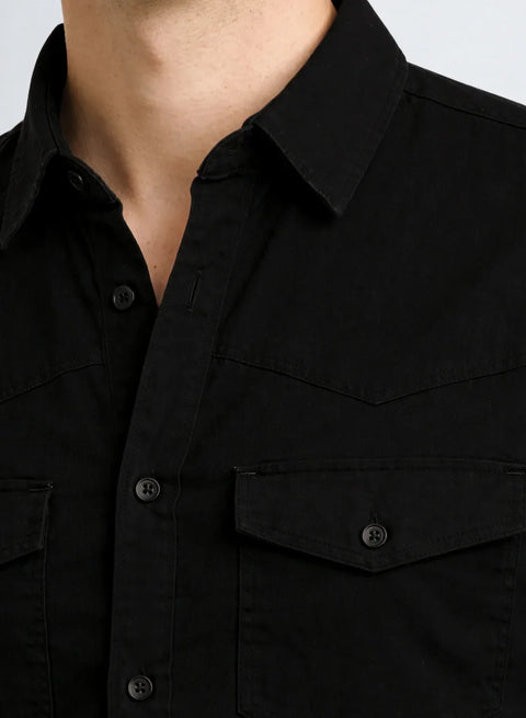 ADRO Mens Black Cotton Casual Shirts – Regular Fit, Dual Flap Pocket, Soft Washed Fabric, Full Sleeve Solid Shirt for Men