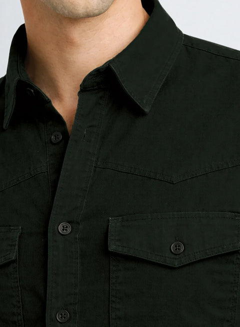 ADRO Mens Green Cotton Casual Shirts – Regular Fit, Dual Flap Pocket, Soft Washed Fabric, Full Sleeve Solid Shirt for Men
