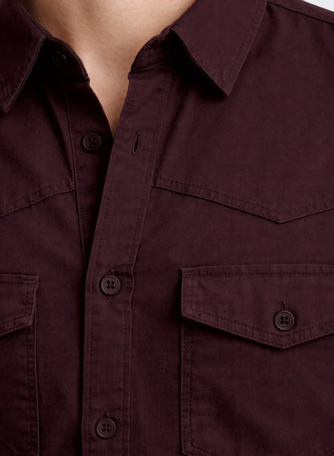 ADRO Mens Maroon Cotton Casual Shirts – Regular Fit, Dual Flap Pocket, Soft Washed Fabric, Full Sleeve Solid Shirt for Men