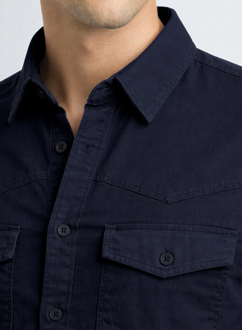 ADRO Mens Navy Cotton Casual Shirts – Regular Fit, Dual Flap Pocket, Soft Washed Fabric, Full Sleeve Solid Shirt for Men