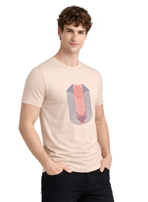 ADRO Mens Dual Arc Monogram Printed T-Shirt for Men | Cotton Printed Tshirt | Regular Fit Casual T-Shirts | Summer Tshirts