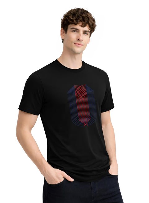 ADRO Mens Dual Arc Monogram Printed T-Shirt for Men | Cotton Printed Tshirt | Regular Fit Casual T-Shirts | Summer Tshirts