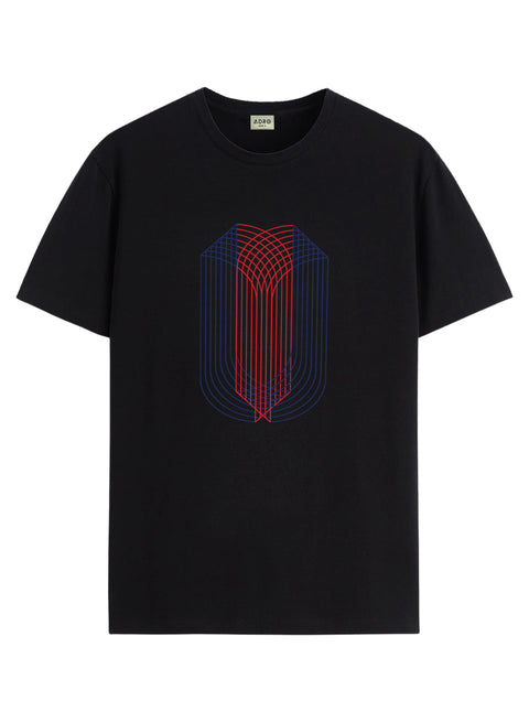 ADRO Mens Dual Arc Monogram Printed T-Shirt for Men | Cotton Printed Tshirt | Regular Fit Casual T-Shirts | Summer Tshirts