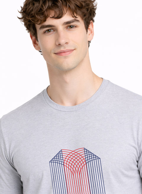 ADRO Mens Dual Arc Monogram Printed T-Shirt for Men | Cotton Printed Tshirt | Regular Fit Casual T-Shirts | Summer Tshirts