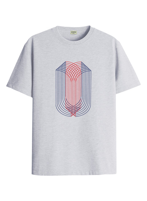 ADRO Mens Dual Arc Monogram Printed T-Shirt for Men | Cotton Printed Tshirt | Regular Fit Casual T-Shirts | Summer Tshirts