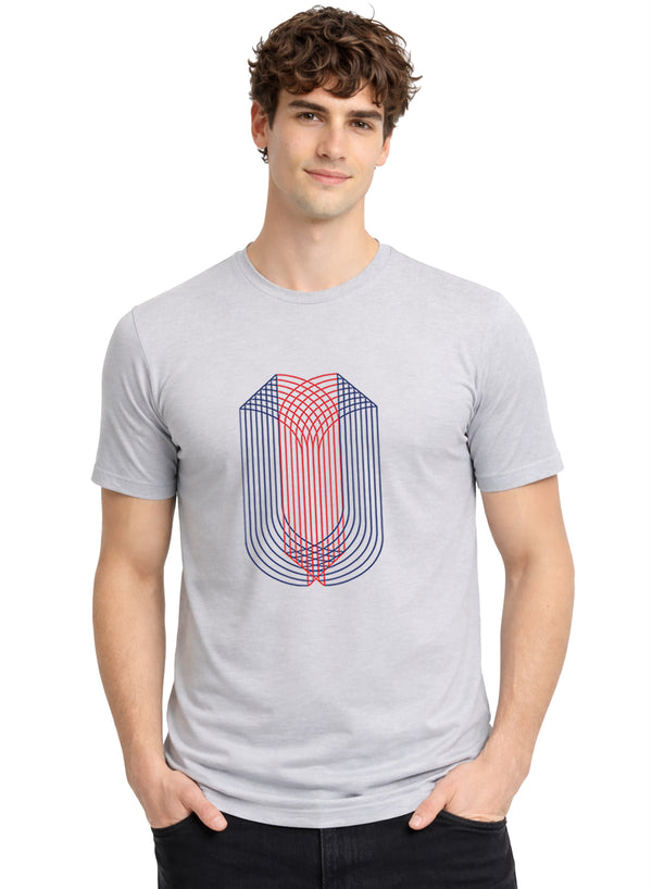 ADRO Mens Dual Arc Monogram Printed T-Shirt for Men | Cotton Printed Tshirt | Regular Fit Casual T-Shirts |  Summer Tshirts