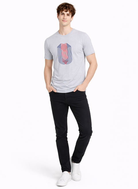 ADRO Mens Dual Arc Monogram Printed T-Shirt for Men | Cotton Printed Tshirt | Regular Fit Casual T-Shirts | Summer Tshirts