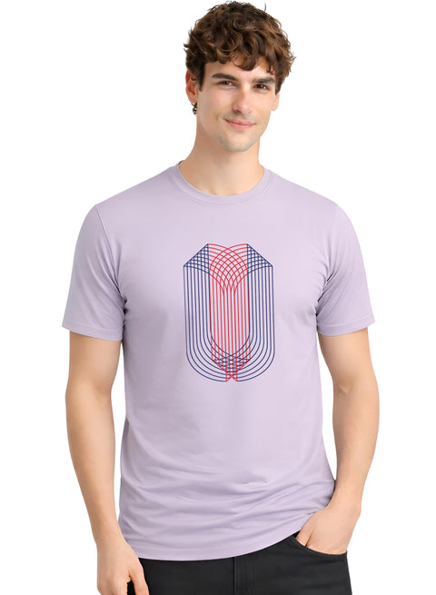 ADRO Mens Dual Arc Monogram Printed T-Shirt for Men | Cotton Printed Tshirt | Regular Fit Casual T-Shirts | Summer Tshirts