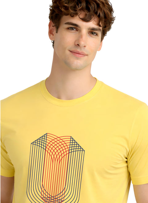 ADRO Mens Dual Arc Monogram Printed T-Shirt for Men | Cotton Printed Tshirt | Regular Fit Casual T-Shirts | Summer Tshirts