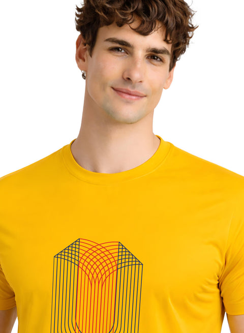 ADRO Mens Dual Arc Monogram Printed T-Shirt for Men | Cotton Printed Tshirt | Regular Fit Casual T-Shirts | Summer Tshirts