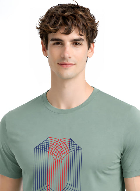 ADRO Mens Dual Arc Monogram Printed T-Shirt for Men | Cotton Printed Tshirt | Regular Fit Casual T-Shirts | Summer Tshirts