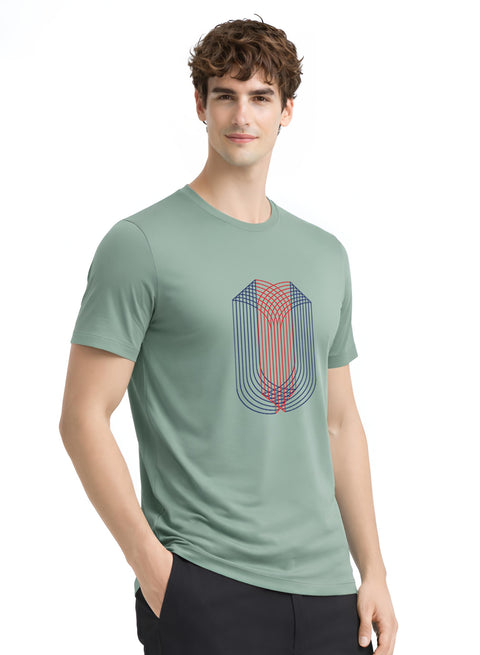 ADRO Mens Dual Arc Monogram Printed T-Shirt for Men | Cotton Printed Tshirt | Regular Fit Casual T-Shirts | Summer Tshirts