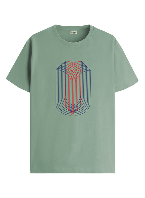 ADRO Mens Dual Arc Monogram Printed T-Shirt for Men | Cotton Printed Tshirt | Regular Fit Casual T-Shirts | Summer Tshirts