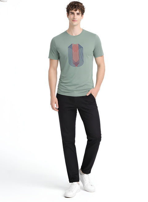 ADRO Mens Dual Arc Monogram Printed T-Shirt for Men | Cotton Printed Tshirt | Regular Fit Casual T-Shirts | Summer Tshirts