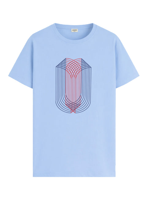 ADRO Mens Dual Arc Monogram Printed T-Shirt for Men | Cotton Printed Tshirt | Regular Fit Casual T-Shirts | Summer Tshirts
