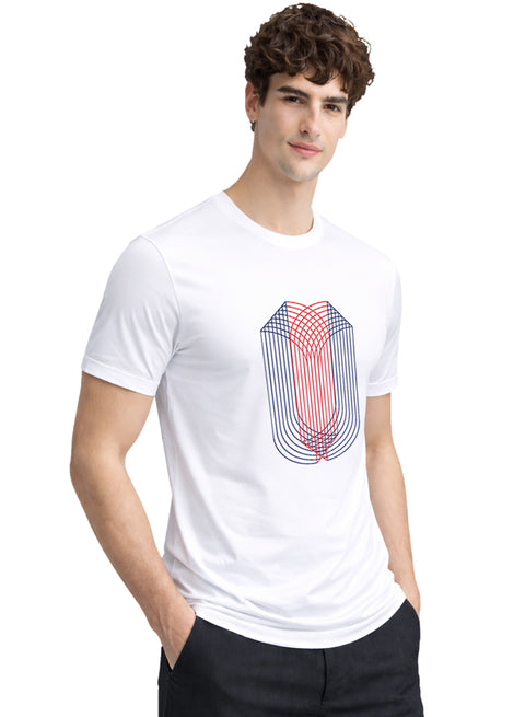 ADRO Mens Dual Arc Monogram Printed T-Shirt for Men | Cotton Printed Tshirt | Regular Fit Casual T-Shirts | Summer Tshirts