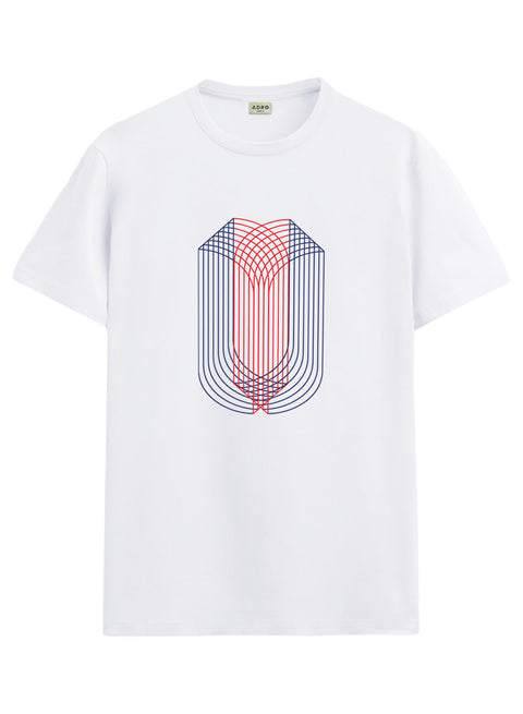 ADRO Mens Dual Arc Monogram Printed T-Shirt for Men | Cotton Printed Tshirt | Regular Fit Casual T-Shirts | Summer Tshirts