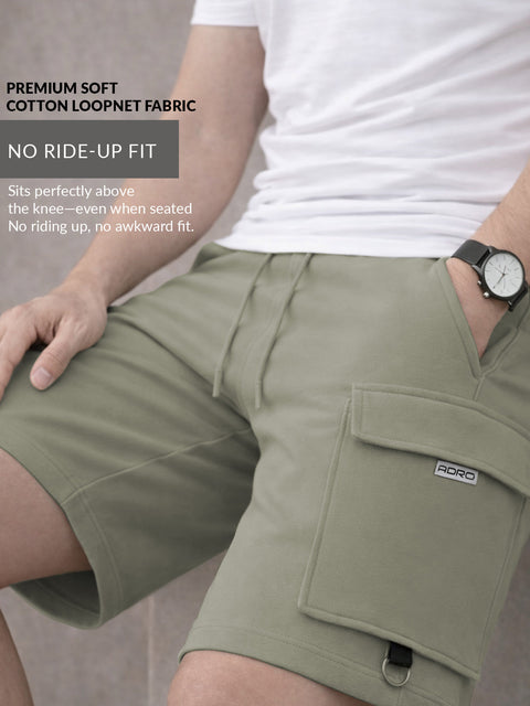 Adro Cargo Shorts for Men | Zipper Pocket | Cargo Pocket with velcro | Soft Cotton | Casual Short for Man for Gym, Running, Travel
