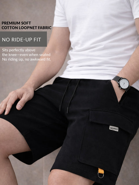 Adro Cargo Shorts for Men | Zipper Pocket | Cargo Pocket with velcro | Soft Cotton | Casual Short for Man for Gym, Running, Travel