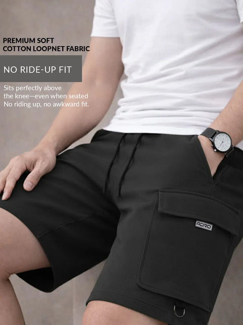 Adro Cargo Shorts for Men | Zipper Pocket | Cargo Pocket with velcro | Soft Cotton | Casual Short for Man for Gym, Running, Travel