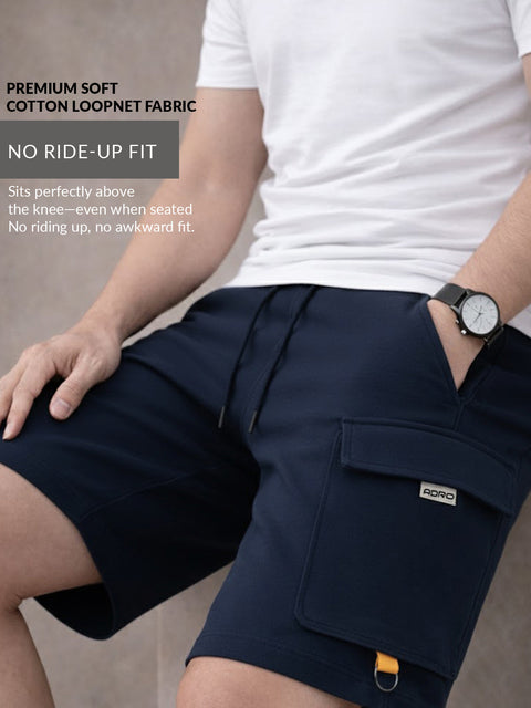 Adro Cargo Shorts for Men | Zipper Pocket | Cargo Pocket with velcro | Soft Cotton | Casual Short for Man for Gym, Running, Travel