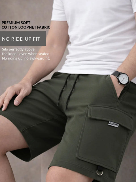 Adro Cargo Shorts for Men | Zipper Pocket | Cargo Pocket with velcro | Soft Cotton | Casual Short for Man for Gym, Running, Travel