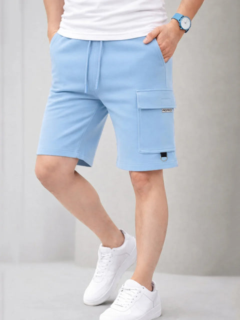 Adro Cargo Shorts for Men | Zipper Pocket | Cargo Pocket with velcro | Soft Cotton | Casual Short for Man for Gym, Running, Travel Sky Blue