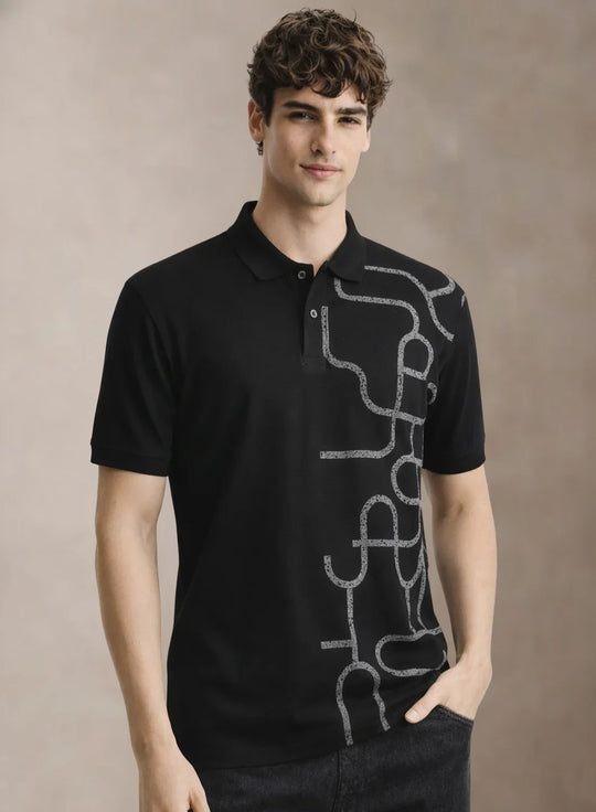 Adro Polo T-Shirt for Men  | Allover Printed Polo T Shirt | Cotton Polo Tshirt