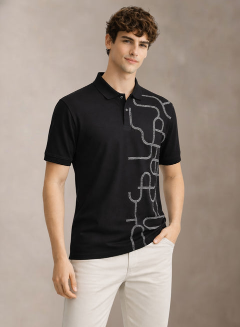 Adro Polo T-Shirt for Men | Allover Printed Polo T Shirt | Cotton Polo Tshirt