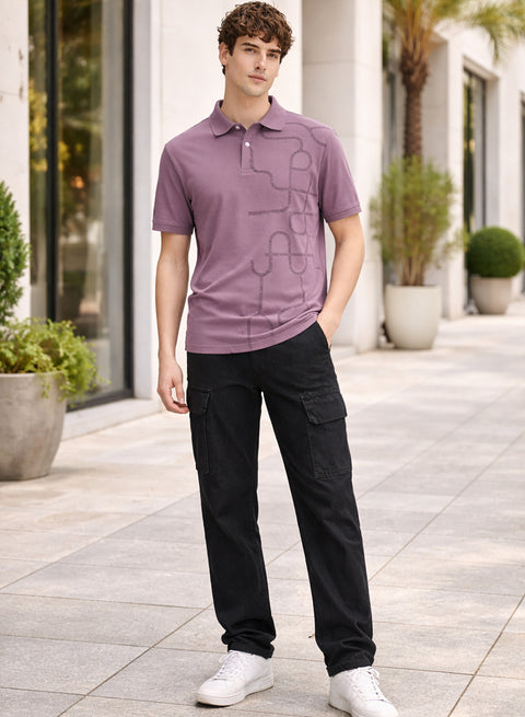 Adro Polo T-Shirt for Men | Allover Printed Polo T Shirt | Cotton Polo Tshirt