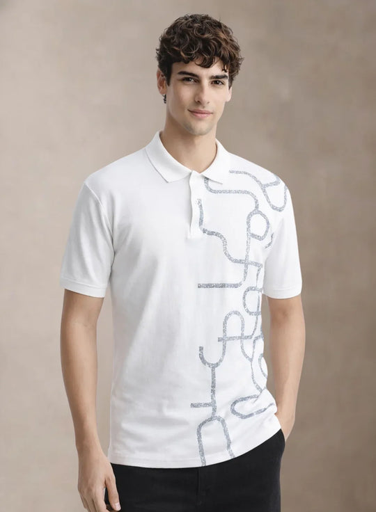 Adro Polo T-Shirt for Men  | Allover Printed Polo T Shirt | Cotton Polo Tshirt