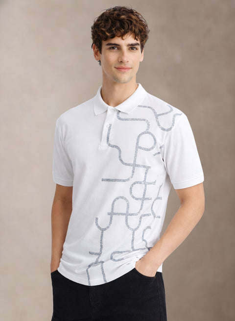 Adro Polo T-Shirt for Men | Allover Printed Polo T Shirt | Cotton Polo Tshirt